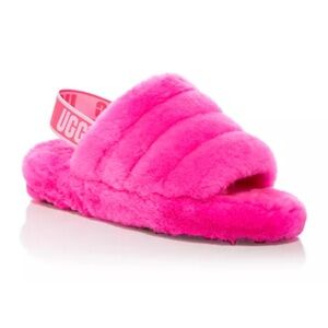 UGG Plush Shearling Slide Sandal in Hot Pink